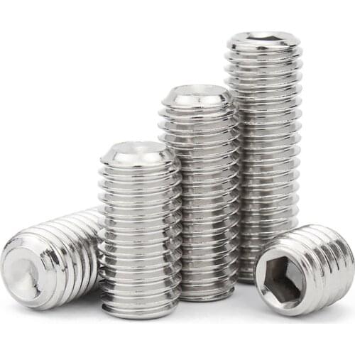 10/50pcs M2 M2.5 M3 M4 M5 DIN913 304 stainless steel Allen Head Hex Hexagon Socket Flat Point Set Screw End Grub Headless Bolt
