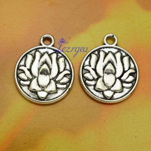 10pcs/lot--20x24mm, lotus chams,Antique silver plated lotus flower charms,DIY supplies,Jewelry accessories