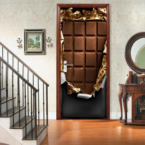 2Pcs/Set Practical Chocolate Refrigerator Cover Sticker Decor Self Adhesive Wall Sticker Chocolate Print for Home