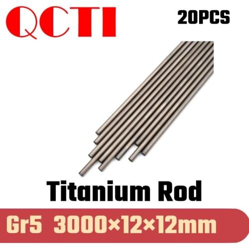 20pcs Gr5 12mm dia x 3000mm length Titanium Alloy Round Bar Rod Industry Machine Use DIY Anti-corrosion Material