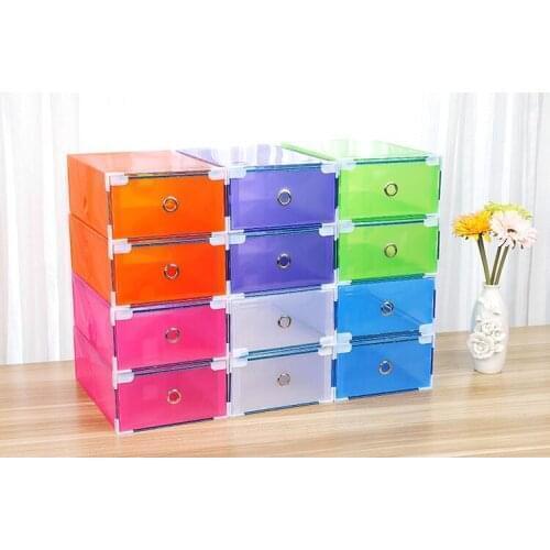 200pcs/set Simple Shoe Storage Box Translucent Plastic Rectangle Thickened Drawer Multifunction Dust-proof Sundries Organizer