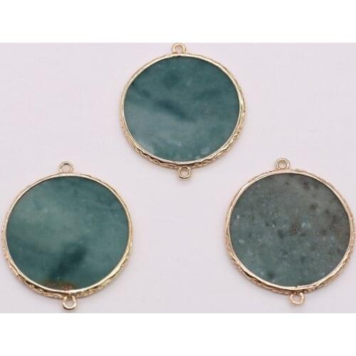 33mm roundel natural stone slabs for jewelry accessories like necklace connector factory price free shipping