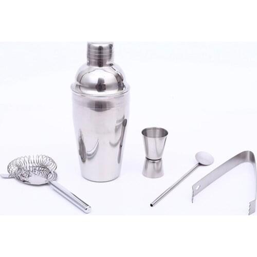 5PCS Cocktail Tool Set Stainless Steel Cocktail Shaker Mixer Drink Bartender Browser Kit Bars Set Tools Bartender Kit