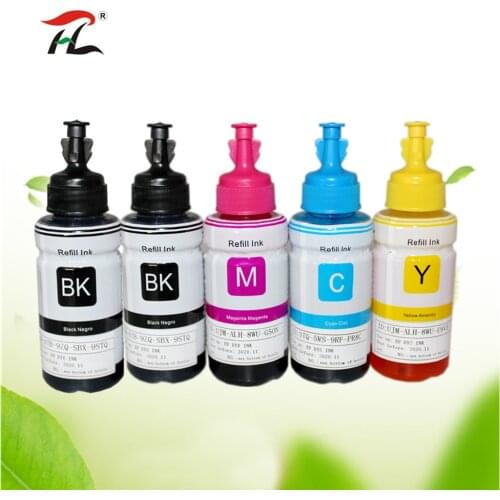 5PK Compatible dye based refill ink kit for Epson printer L100 L110 L120 L132 L200 L210 L222 L300 L312 L355 L350 L362 L366 L550