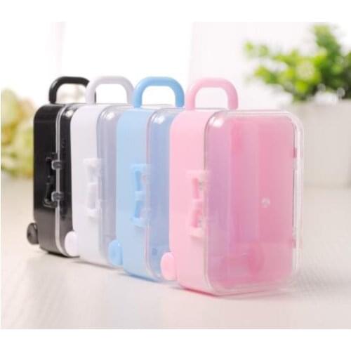 60 pcs Creative Square Colorful Plastic Chocolate Sweet Favor Box Mini Trolley Case Shape Small Objects Storage Jar Container