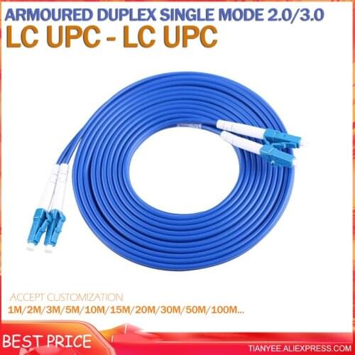 8PCS LC/UPC to LC/UPC Armored Fiber Patch Cable Duplex Single Mode Armored PVC optical Patch cord Free shipping
