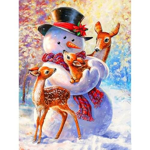 Diamond Painting 5d Snowman Full SquareRound Diamond Embroidery Cartoon Picture Rhinestone Christmas Decorations