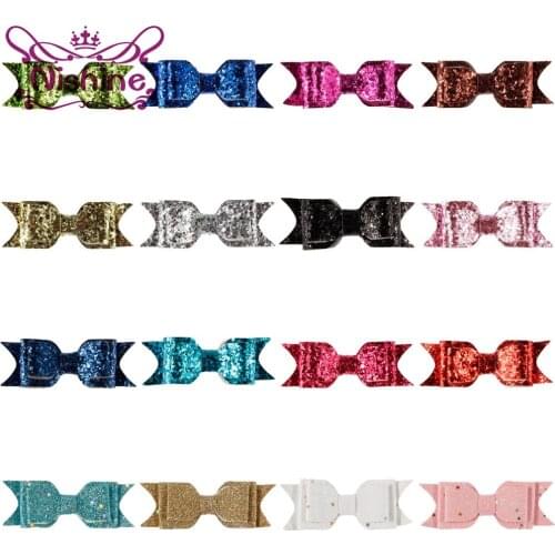 Nishine 20pcs/lot Artificial Sequin Bows For Kids Boutique Headbands Hair Clips Shiny Glitter Bows DIY Headwear Hair Accessories