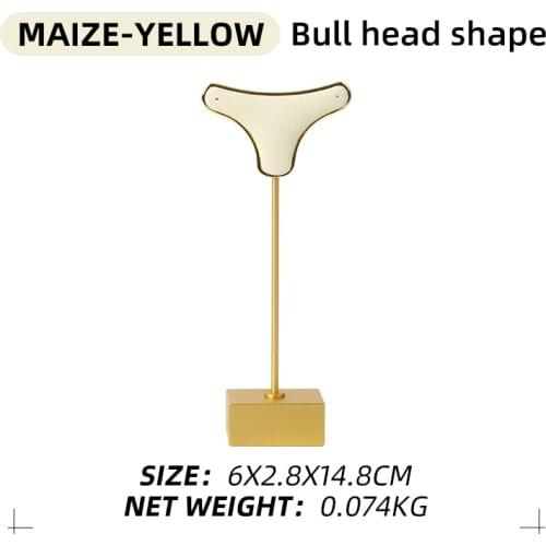 Beige Bull Head Shaped Metal Microfiber Jewelry Display Stand For Earring Necklace Jewellery Organizers Base Bracket Detachable