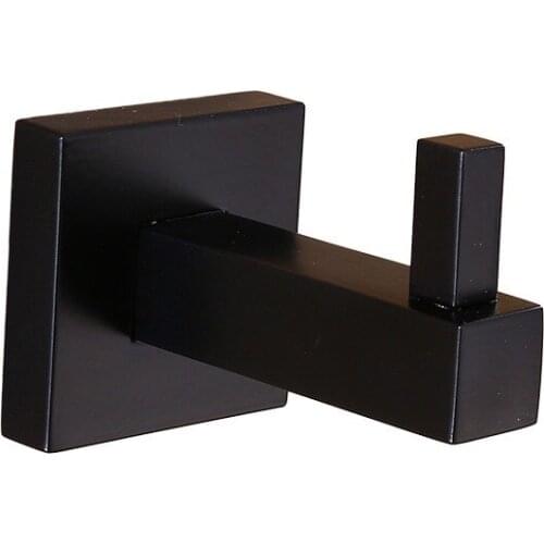 Black Coat Hook Stainless Steel Bedroom Door Back Hook Coat and Hat Wall-mounted Bathroom Thickened Square Single Coat Hook