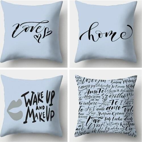 Letters Love Home Decorative Polyester Throw Pillow Cover Cushion Cover for Bed Living Room Sofa Hotel Car Decoration 45x45cm