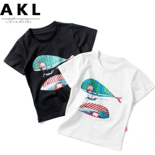 Childrens Clothing 2021 Summer New Baby Boys Korean Casual Print T Shirts Cotton Loose Soft Tops for Boy Kids Short Sleeve Tees