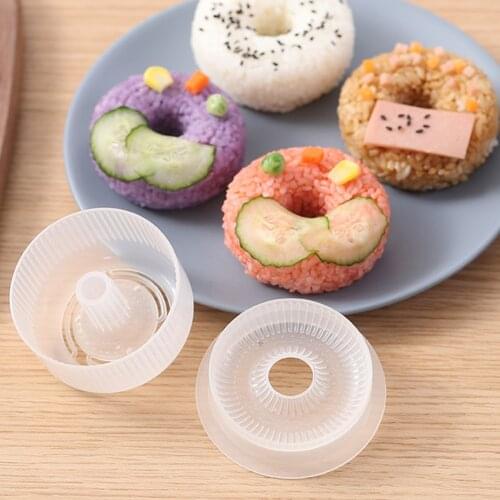 Donut Shape Onigiri Form Plastic Non-Stick Sushi Maker Set DIY Easy Rice Ball Press Mold Seaweed Making Kit Kitchen Accessories