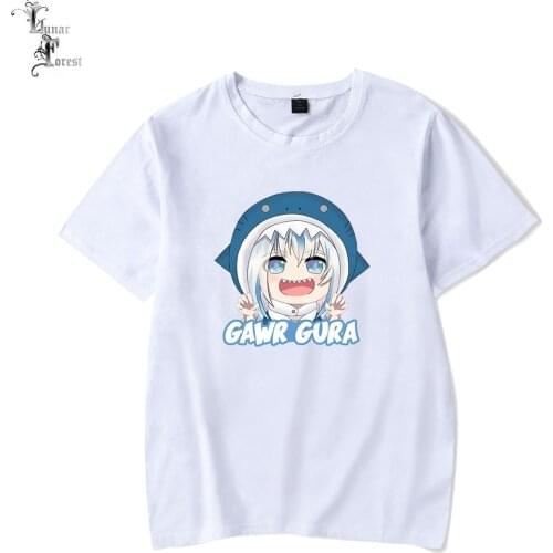 VTuber Gawr gura Printing T-shirt Summer Fashion Round Neck Short Sleeve Popular Japanese Streetwear Plus Size