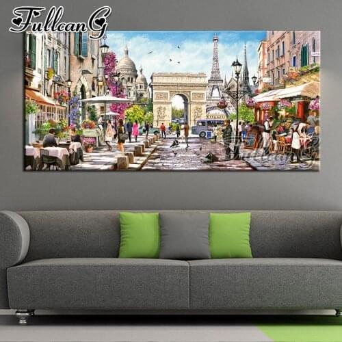 FULLCANG 5d diy full square round drill large Essence of Paris diamond painting landscape mosaic embroidery tower decor FC2103