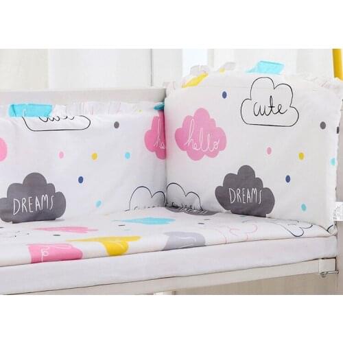5PCS Cotton Comfortable ropa cuna bebe Baby Bed Sets Baby Crib Bedding Sets Bed Bumpers Toddler Cot Bedding Set (4bumper+sheet)