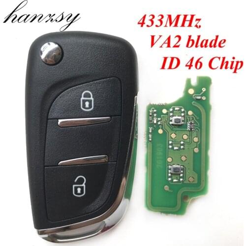 Modified Remote Key 433mhz For Peugeot 408 207 307 308 208 Complete 2 Button Car Flip Folding Key ID46 Chip VA2 Blade CE0536