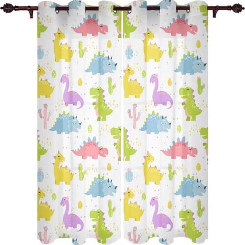 Cartoon Dinosaur Cactus Kids Windows Curtains Living Room Bedroom Kitchen Curtains For Children Drapes