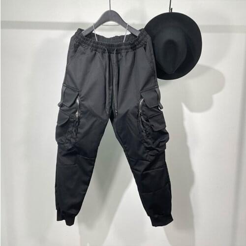 Owen Seak Men Casual Pencil Pants High Street Wear Mens Clothing England Sweatpants Preppy Autumn Winter Cross Black Pants