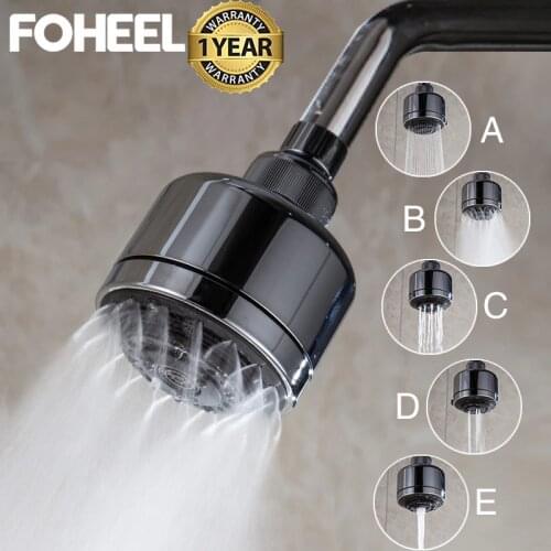 FOHEEL High Pressure Shower Head Water Saving Ceiling Mounted Fixed Five Gear Rotatable Spa Shower Head for Bathroom Hotel