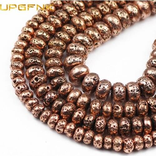 Natural Stone Red Copper Lava volcanics Flat Round Loose Spacer beads for Jewelry making DIY bracelet Finding wholesale 6/8/10MM