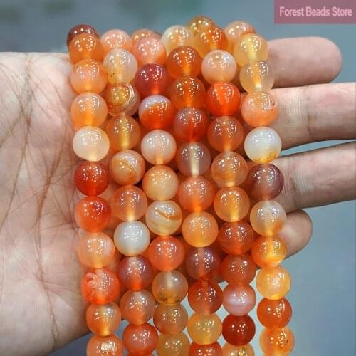 Natural Stone Orange Red Carnelian Agates Loose Beads 15" Strand 4 6 8 10 12 14MM Pick Size for Diy Bracelet Jewelry Making