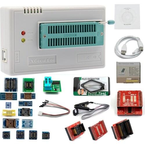 Original New TL866II Plus V9.0 Universal Minipro Programmer+24 Adapters+Test Clip TL866 PIC Bios with Free shipping