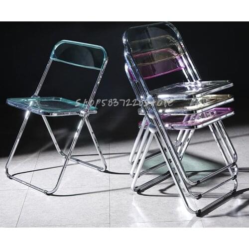 Transparent Chair Net Red Photo Props Luxury Plastic Crystal Chair Bedroom Makeup Chair Balcony Folding Chair