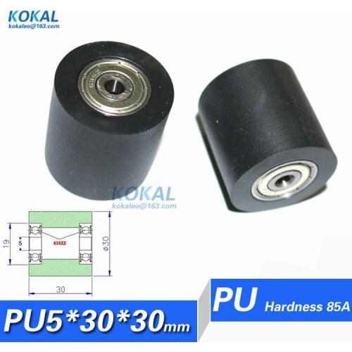 [PU0530-30]Free shipping PU polyurethane plastic double plastic bag bearing guide pulley wheel TPU bearing 5*30*30mm