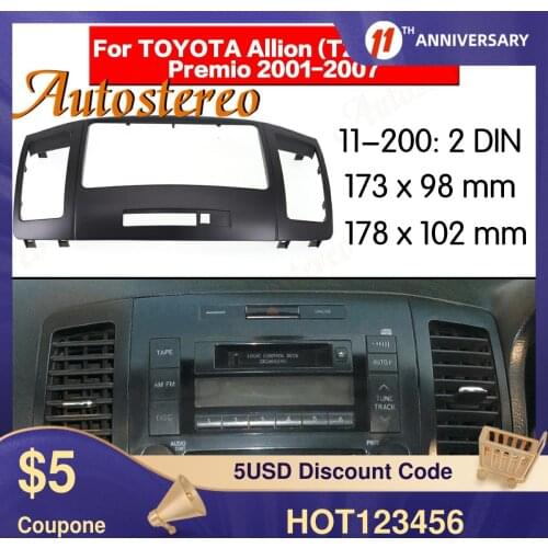 Frame Panel Top Radio Fascia for TOYOTA Allion (T240/245),Premio 2001-2007 Stereo Fascia Dash CD Trim Installation Frame Kit