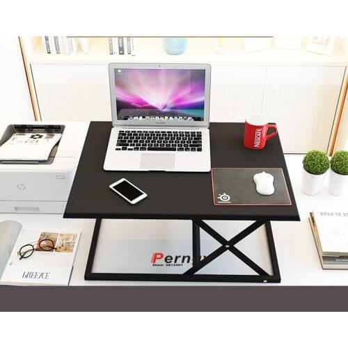 DL-TB1-A steel MDF computer sit and stand desk riser height adjustable laptop table laptop desk moving cart shelf
