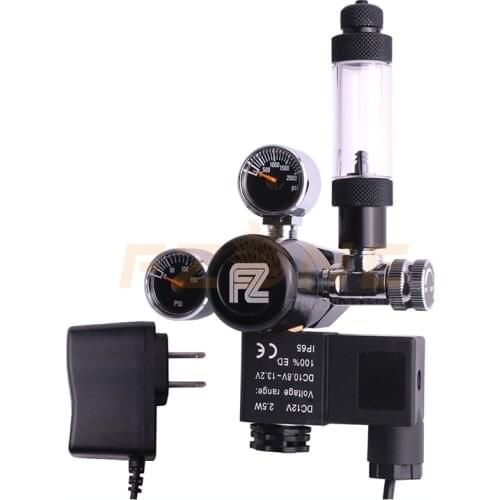 Aquarium CO2 Regulator DC Solenoid Valve With Bubble Counter Check Valve and Dual Mini Gauge for Inner and Output Pressure Show