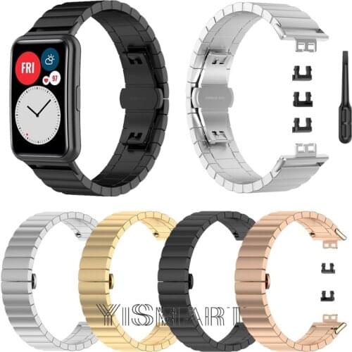Stainless Steel Strap For HUAWEI Watch Fit TIA-B09 Smart Watch Band Replacement Bracelet Metal Wrist band for huawei fit