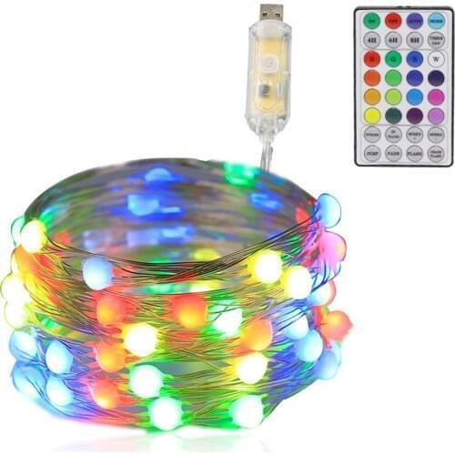 RGB Led Sring Light Fairy Lights DC5V Christmas Decorative Silver Wire Remote Control USB Power 50LED 100LED 200LED 5m 10m 20m