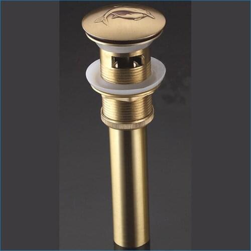 Luxury Brass Pop Up Waste,Gold Color antique Basin Drainer,Used in Ceramic Basin With Overflow Hole,J14072