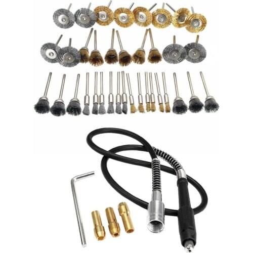 36 Pcs Copper Wire Polishing Wheel Brush Drum Full Set & 1set 42Inch 107cm Corded Grinding Electric Flex Flexible Shaft
