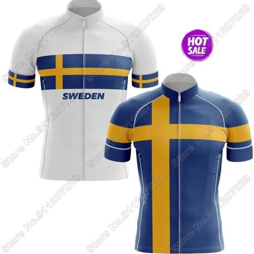 Sweden 2021 Cycling Jersey Short Sleeve Summer Cycling Clothing Men Road Bike Shirts Mountain Bicycle Tops MTB