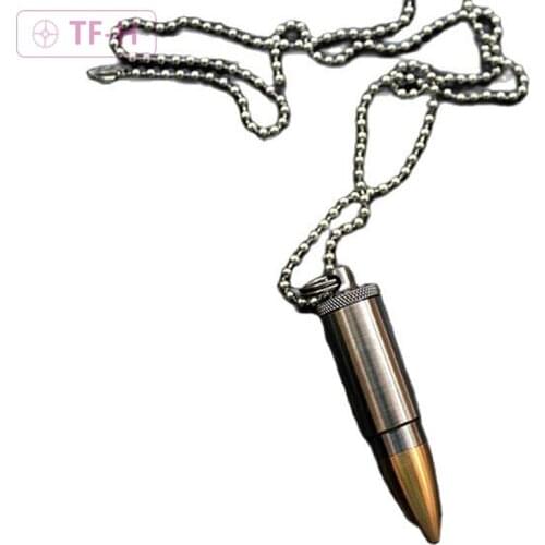 NEW EDC Survival Waterproof Titanium & Copper Bottle Pill Box Container Pendant