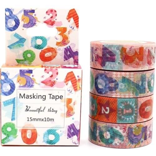 Box Package Colored Digital Washi Tape Excellent Quality Colorful Paper Masking Tape DIY Decorative Tapes 10m*15mm