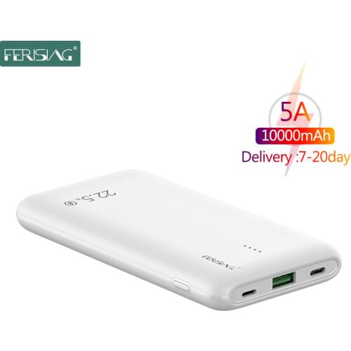 FERISING 3 Ports 5A Fast Charger 10000mah Power Bank USB Type C External Battery PD QC 3.0 Powerbank for iPhone Samsung huawei