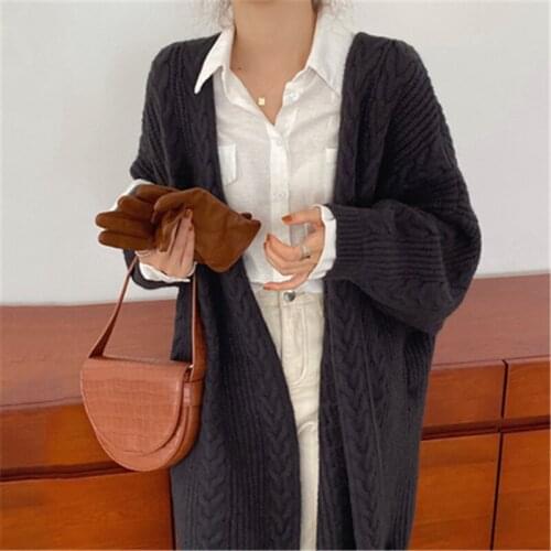 2021 New Womens Long Sweater Coats Spring Autumn Female Cardigans Overcoats Loose Lady Knitted Long Coats Casual Clothing