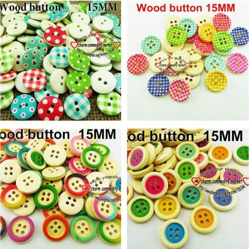 100PCS 15MM painting wooden dot buttons garment sewing clothes boots coat accessory shirt button MCB-942G