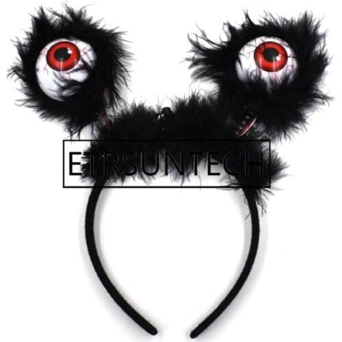 100pcs Halloween LED Hairband Luminous Eyeball Headband Hair Hoop Costume Accessories Party Favors (Random Color)