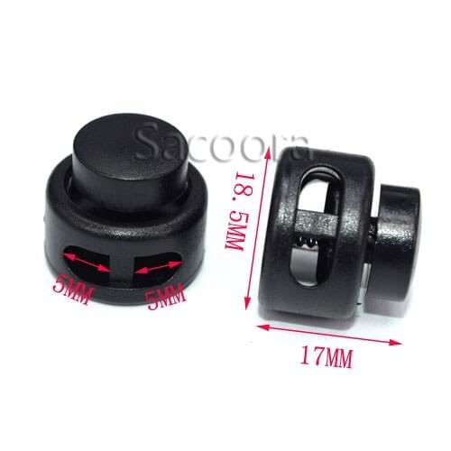 1000pcs Cord Lock Round Ball Toggle Stopper Plastic Size:17mm*18.5mm Toggle Clip Black