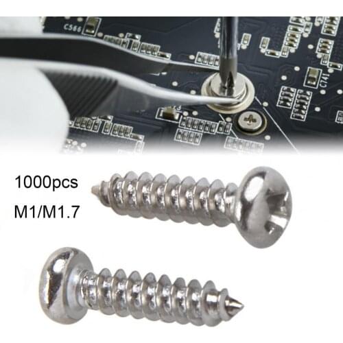 1000Pcs M1-M1.7 Screws Pan Head Complete Uniform Thread Assorted Cross Screw Kit for Maintenance