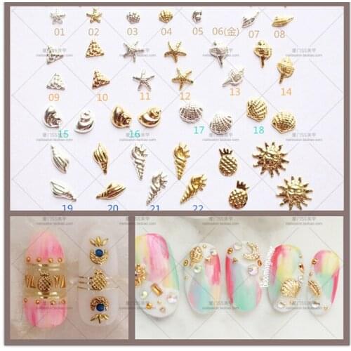 10000PCS/Lot 3D Starfish Conch Shell Pineappler Aolly Metal Nail Stud Nail Decoration 3MM/5MM