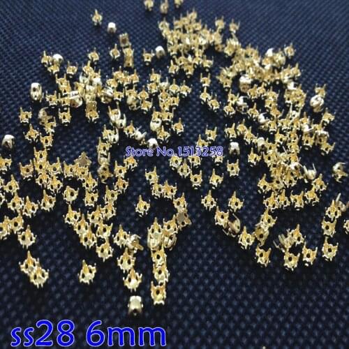 1440pcs/lot 6mm ss28 Round Hollow Gold Metal Claw For Assembling Rivoli Fancy Stone Setting,Acrylic Round Stone
