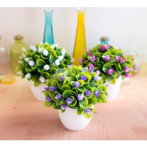 17x20cm Artificial Leaves Grass Ball Mini Flowers Plastic Bonsai Home Garden Bedroom Christmas Wedding Party Decor Fake Plants