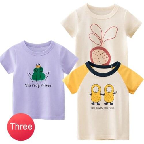 2021 Children Girls T-shirts Summer Baby Girls Tops Clothes 2-8Y Kids Short Sleeve 3PCS T-shirt Outfit Toddler Cotton Cartoon