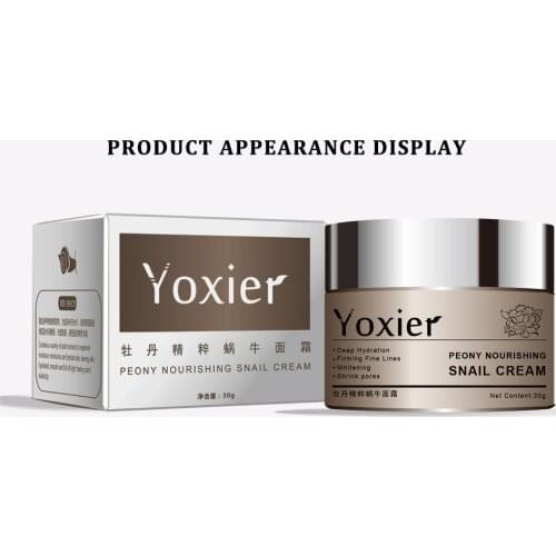 Yoxier 3Pcs/Lot Peony Nourishing Snail Cream Anti-Aging Face Cream Wrinkle Whitening Moisturizing Oil Control Skin Care